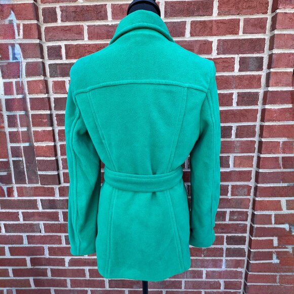 Old Navy Fleece Pea Coat Womens Medium Green Belted Double Breasted Classic - Picture 2 of 9